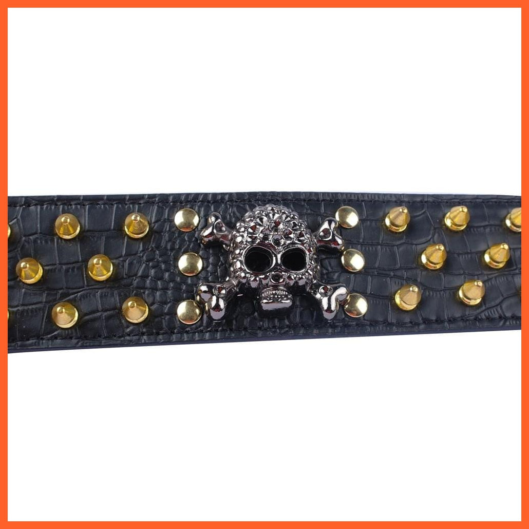 2" Wide Spiked Studded Leather Dog Collar | Bullet Rivets With Cool Skull Pet Accessories | For Medium Large Dogs Pitbull Boxer S-Xl | whatagift.com.au.