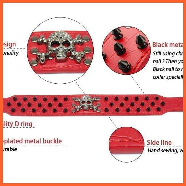 2" Wide Spiked Studded Leather Dog Collar | Bullet Rivets With Cool Skull Pet Accessories | For Medium Large Dogs Pitbull Boxer S-Xl | whatagift.com.au.