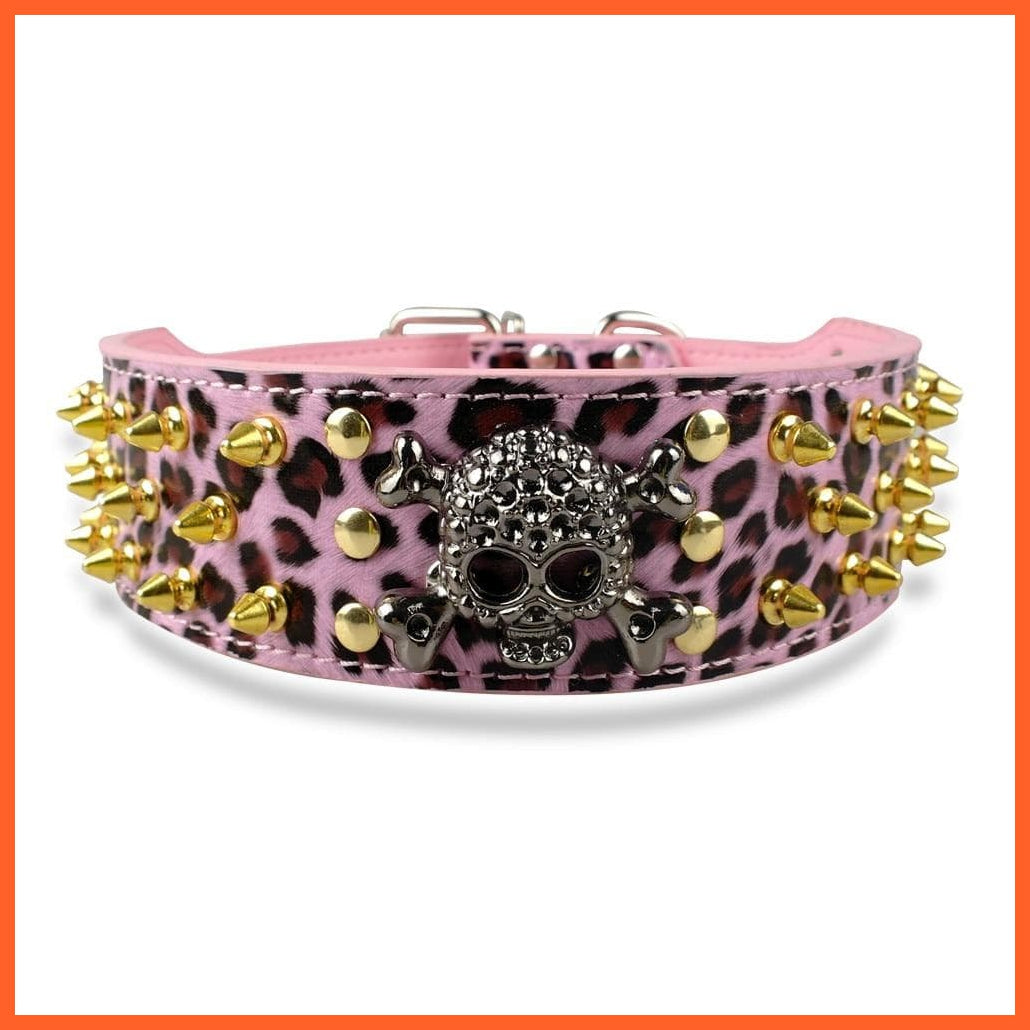 2" Wide Spiked Studded Leather Dog Collar | Bullet Rivets With Cool Skull Pet Accessories | For Medium Large Dogs Pitbull Boxer S-Xl | whatagift.com.au.