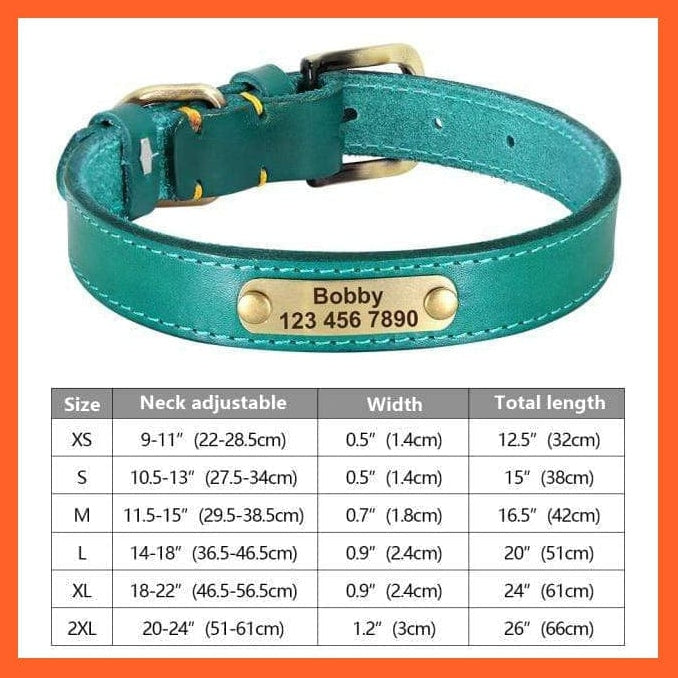 whatagift.com.au Animals & Pet Supplies 265K BLUE / S Customized Leather Dog Collar | Engraved Pet Id Tag Collars | For Small Medium Large Dogs French Bulldog Pug Pitbull