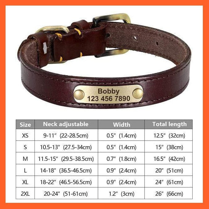 whatagift.com.au Animals & Pet Supplies 265K DEEP BROWN / XS Customized Leather Dog Collar | Engraved Pet Id Tag Collars | For Small Medium Large Dogs French Bulldog Pug Pitbull