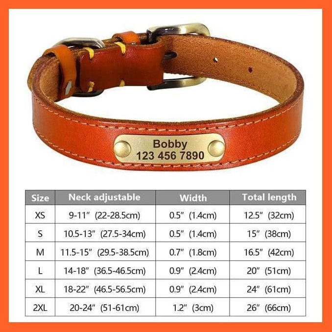 whatagift.com.au Animals & Pet Supplies 265K LIGHT BROWN / XL Customized Leather Dog Collar | Engraved Pet Id Tag Collars