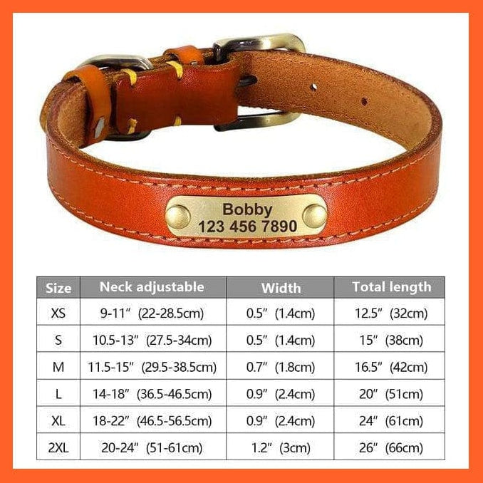 whatagift.com.au Animals & Pet Supplies 265K LIGHT BROWN / XS Customized Leather Dog Collar | Engraved Pet Id Tag Collars | For Small Medium Large Dogs French Bulldog Pug Pitbull