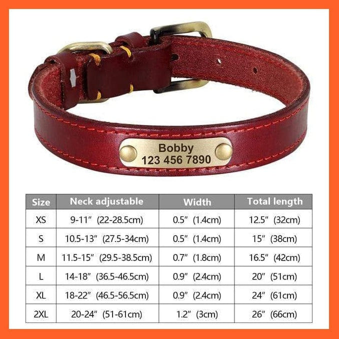 whatagift.com.au Animals & Pet Supplies 265K RED / M Customized Leather Dog Collar | Engraved Pet Id Tag Collars