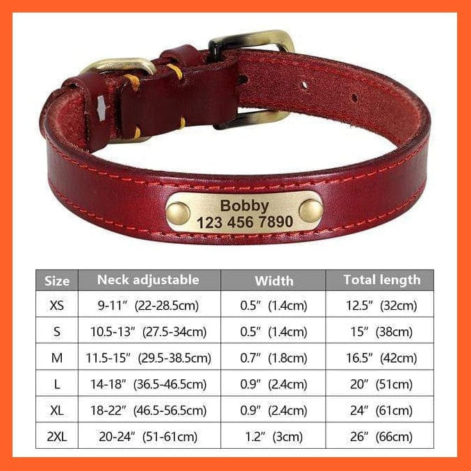 whatagift.com.au Animals & Pet Supplies 265K RED / M Customized Leather Dog Collar | Engraved Pet Id Tag Collars | For Small Medium Large Dogs French Bulldog Pug Pitbull