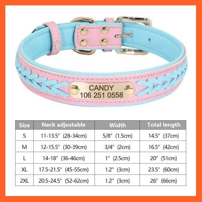 whatagift.com.au Animals & Pet Supplies 269BLUE / S Customized Leather Dog Collar | Engraved Pet Id Tag Collars | For Small Medium Large Dogs French Bulldog Pug Pitbull