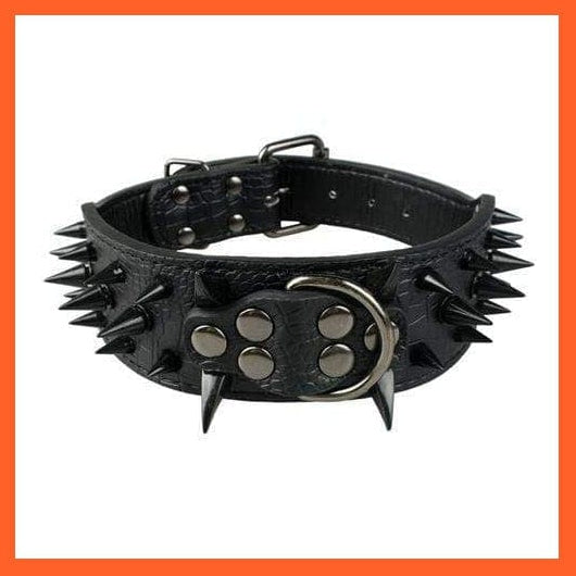 whatagift.com.au Animals & Pet Supplies Black Black Spike / S 2" Wide Sharp Spiked Studded Leather Dog Collars |  Big Dog Adjustable Collar
