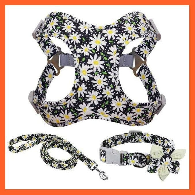 whatagift.com.au Animals & Pet Supplies black / L French Bulldog Harness Leash And Collar Set | Printed Dog Harness Vest Leash Collar Set | For Small Medium Large Dogs