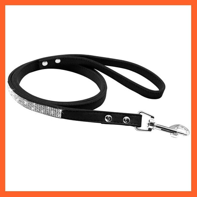 whatagift.com.au Animals & Pet Supplies Black leash / M Bling Leather Rhinestone Dog Cat Collars | Pet Puppy Kitten Collar Walk Leash Lead | For Small Medium Dogs Cats