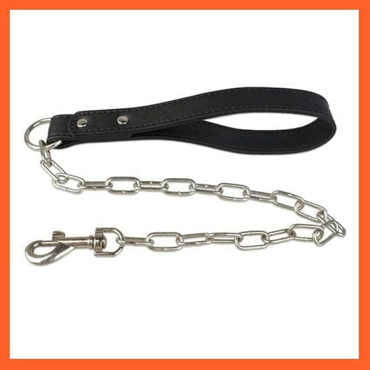 whatagift.com.au Animals & Pet Supplies Black / M Durable Dog Chain Leash | Walking Lead Rope Collar Harness With Leather Handle