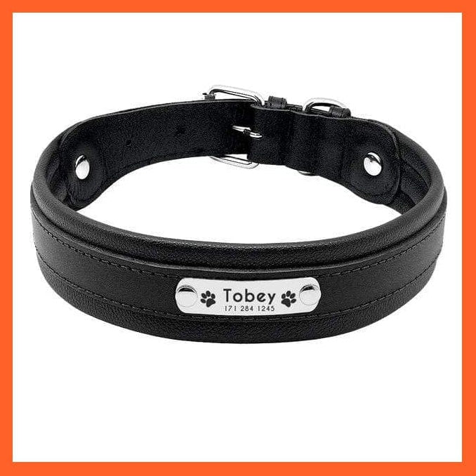 whatagift.com.au Animals & Pet Supplies black / M Personalized Leather Dog Collar | Customized Padded Engraved Pet Big Dog Bulldog Collars