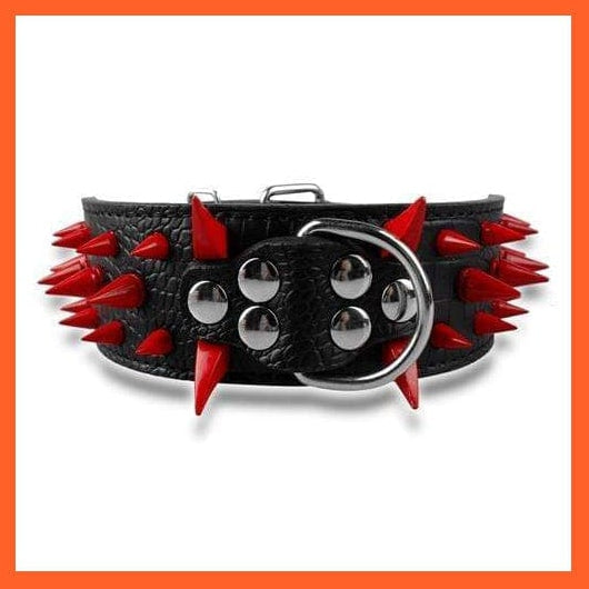 whatagift.com.au Animals & Pet Supplies Black Red Spike / S 2" Wide Sharp Spiked Studded Leather Dog Collars |  Big Dog Adjustable Collar