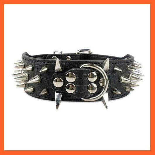 whatagift.com.au Animals & Pet Supplies Black / S 2" Wide Sharp Spiked Studded Leather Dog Collars |  Big Dog Adjustable Collar