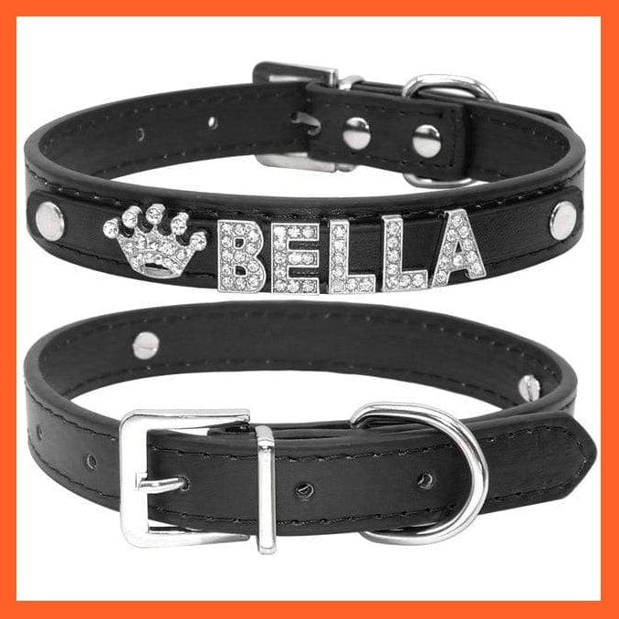 whatagift.com.au Animals & Pet Supplies black / S Personalized Bling Rhinestone Puppy Dog Collars | Customized Necklace Name Charms Pet Accessories