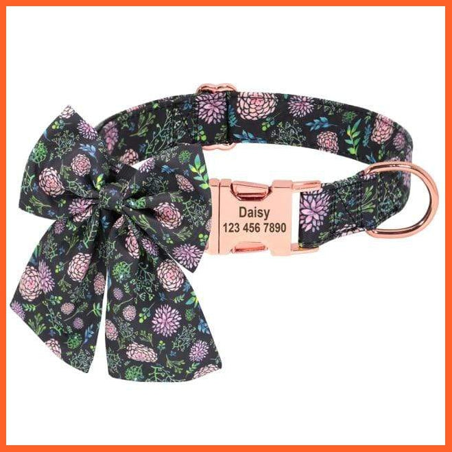 Personalized Puppy Dog Cat Collar | Custom Printed Bowknot Pet Accessories  | Engraved Nameplate Bow Tie Collars | whatagift.com.au.