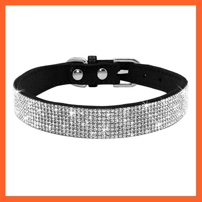 whatagift.com.au Animals & Pet Supplies black / XS Bling Leather Rhinestone Dog Cat Collars | Pet Puppy Kitten Collar Walk Leash Lead | For Small Medium Dogs Cats