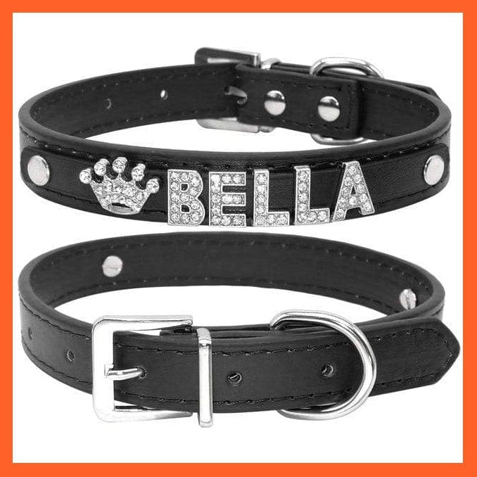 whatagift.com.au Animals & Pet Supplies black / XS Personalized Bling Rhinestone Puppy Dog Collars | Customized Necklace Name Charms Pet Accessories | Small Dogs Chihuahua Collar
