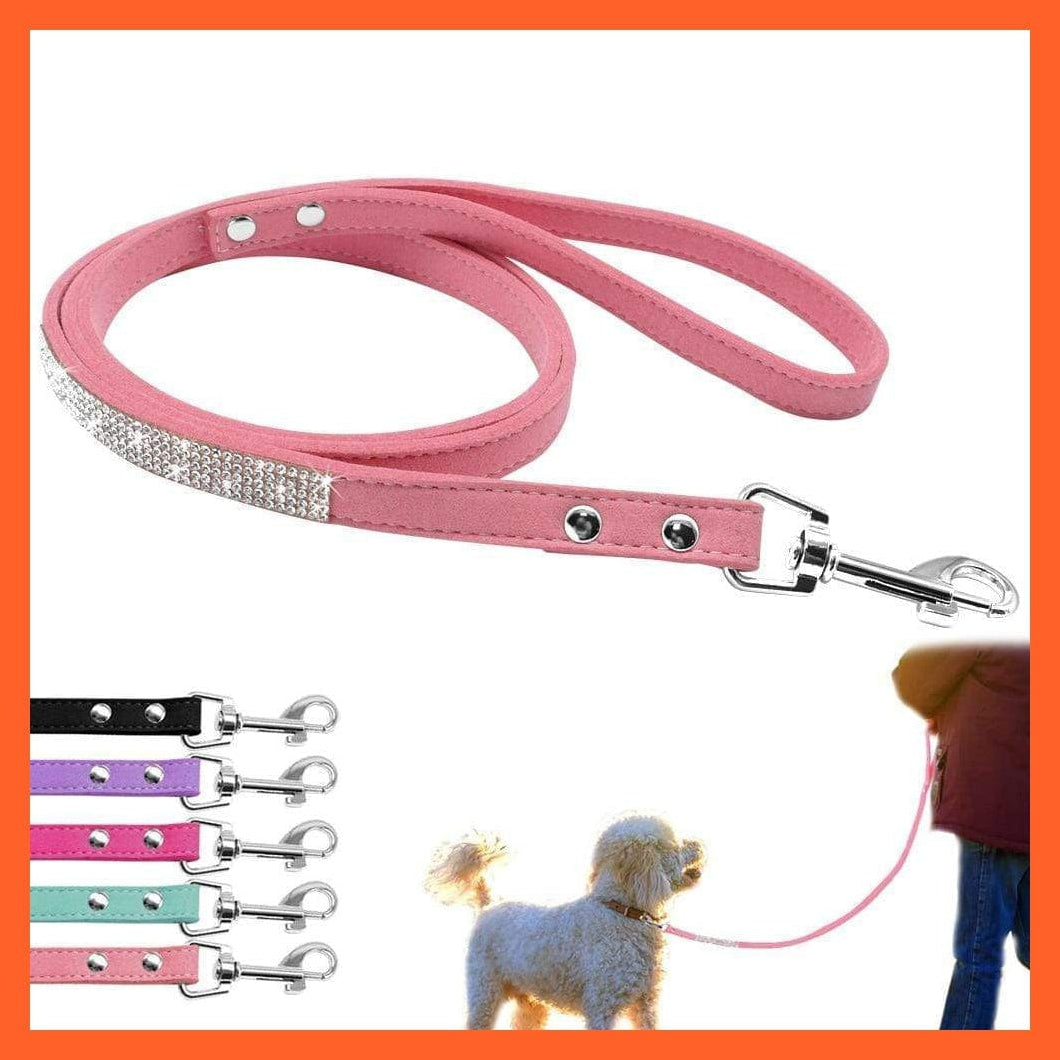 whatagift.com.au Animals & Pet Supplies Bling Leather Rhinestone Dog Cat Collars | Pet Puppy Kitten Collar Walk Leash Lead | For Small Medium Dogs Cats