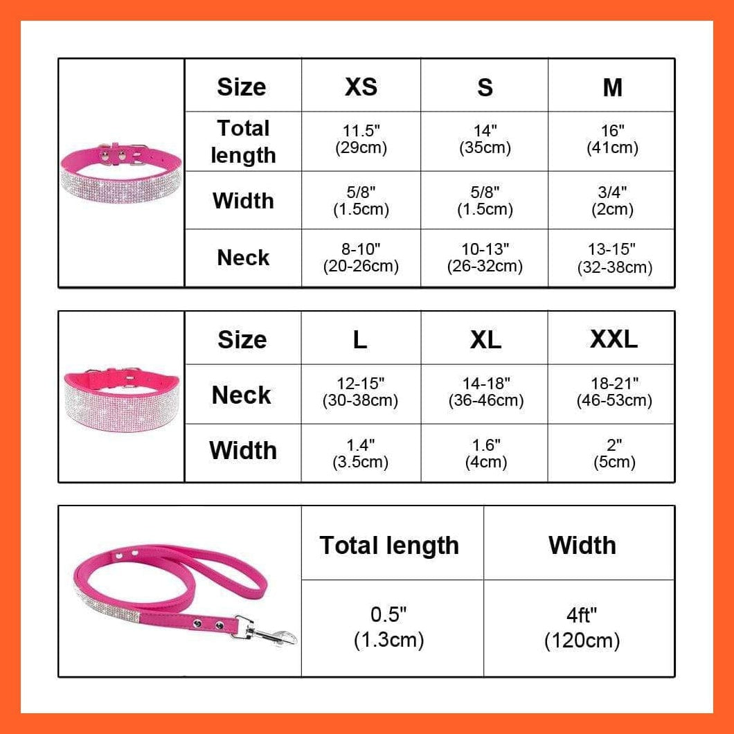 whatagift.com.au Animals & Pet Supplies Bling Leather Rhinestone Dog Cat Collars | Pet Puppy Kitten Collar Walk Leash Lead | For Small Medium Dogs Cats