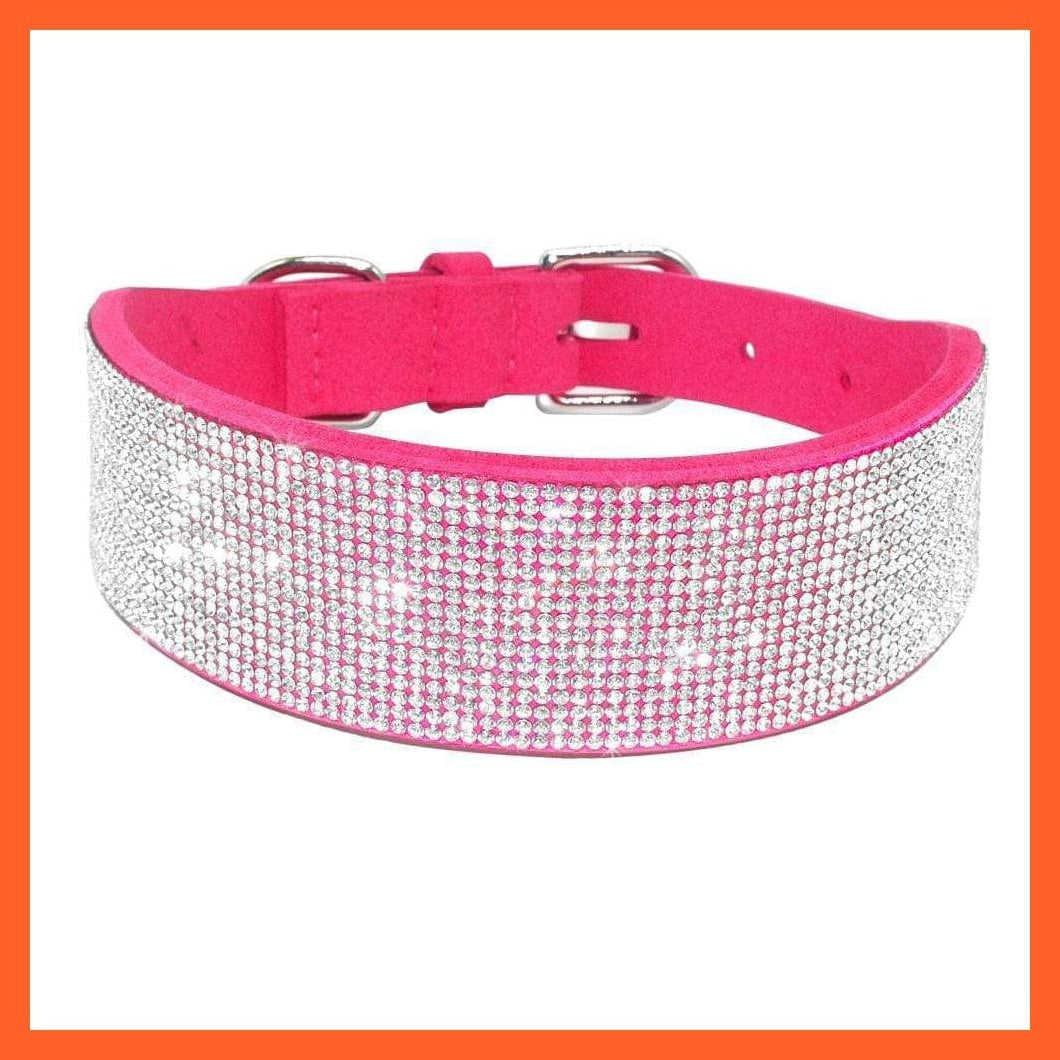 whatagift.com.au Animals & Pet Supplies Bling Leather Rhinestone Dog Cat Collars | Pet Puppy Kitten Collar Walk Leash Lead | For Small Medium Dogs Cats