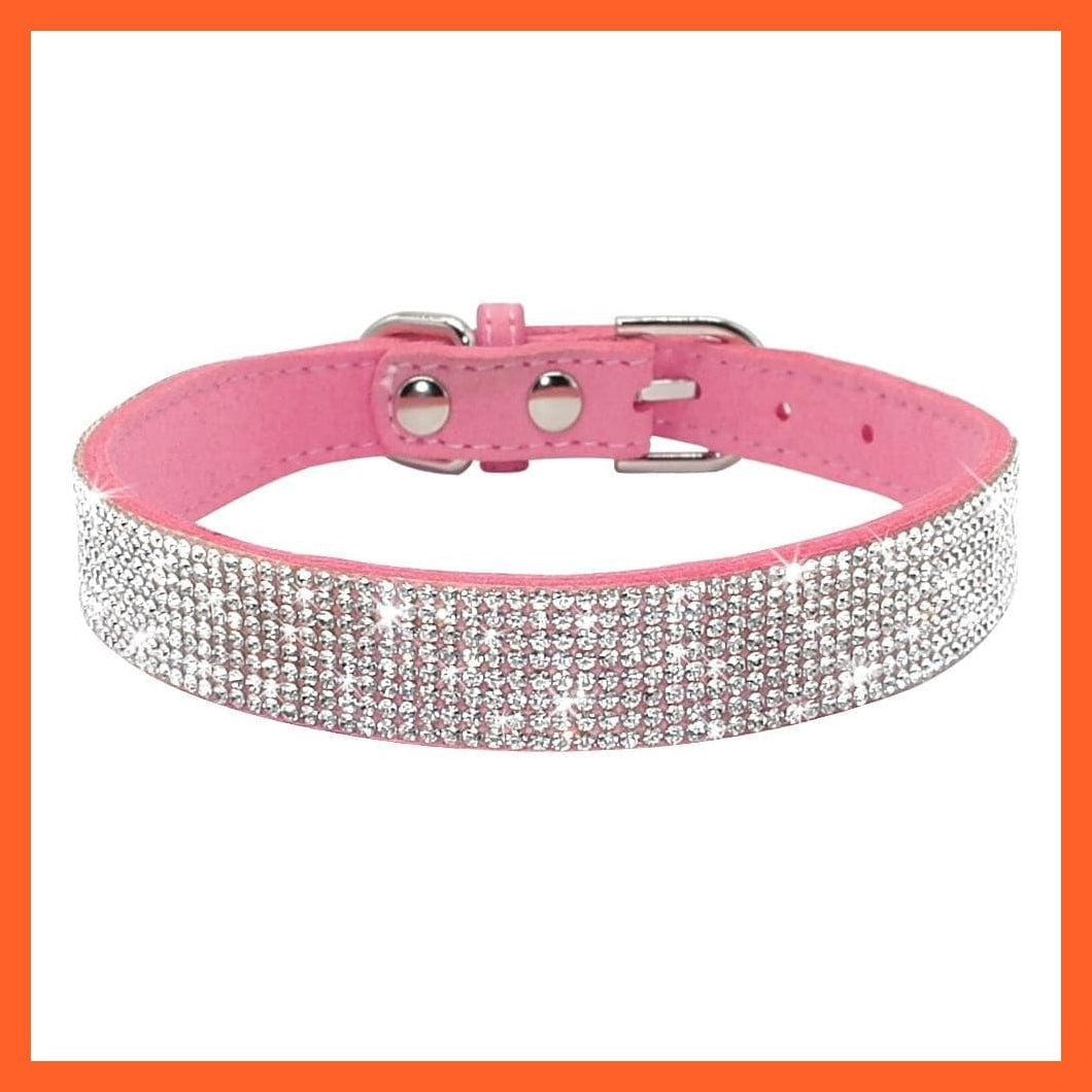 whatagift.com.au Animals & Pet Supplies Bling Leather Rhinestone Dog Cat Collars | Pet Puppy Kitten Collar Walk Leash Lead | For Small Medium Dogs Cats