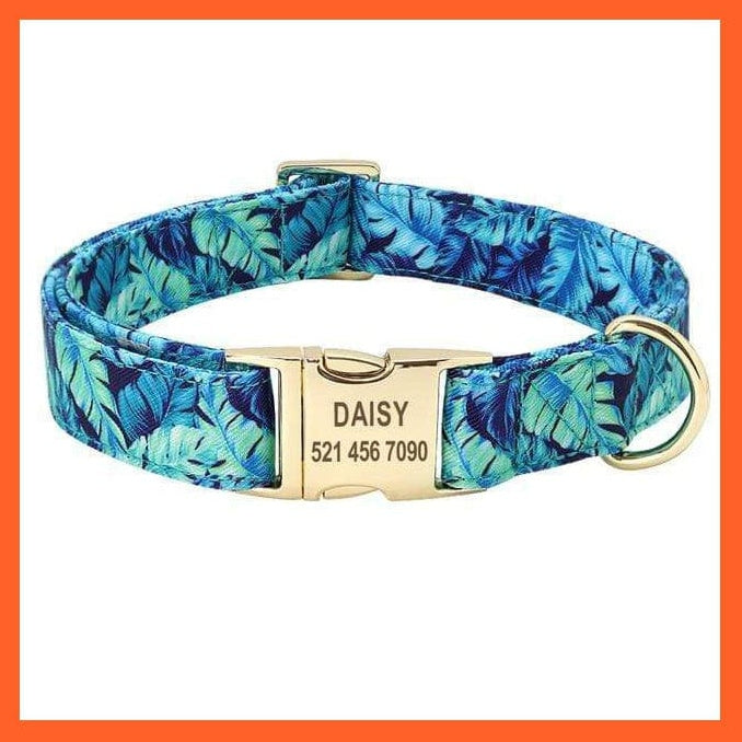 whatagift.com.au Animals & Pet Supplies Blue Collar / L Personalized Printed Dog Collar Leash Set | Customized Nylon Engraved Dog Collar