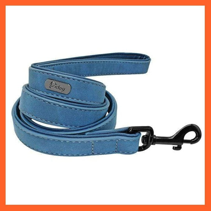 whatagift.com.au Animals & Pet Supplies Blue Leash / S Personalized Leather Custom Dog Collars | Pet Name Tag Collar Leash Lead