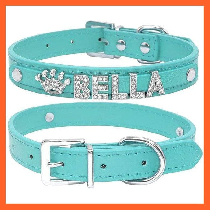whatagift.com.au Animals & Pet Supplies Blue / M Personalized Bling Rhinestone Puppy Dog Collars | Customized Necklace Name Charms Pet Accessories