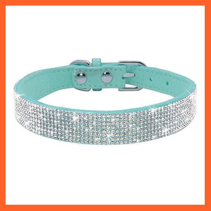 whatagift.com.au Animals & Pet Supplies Blue / XS Bling Leather Rhinestone Dog Cat Collars | Pet Puppy Kitten Collar Walk Leash Lead | For Small Medium Dogs Cats