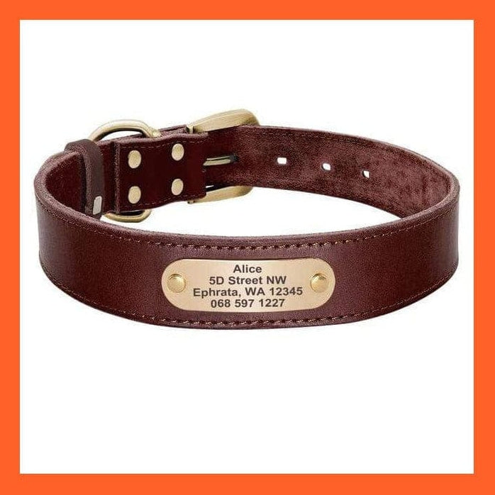 whatagift.com.au Animals & Pet Supplies Brown Collar / M Custom Leather Dog Collar | Personalized Engraved Pet Collar Leash Set