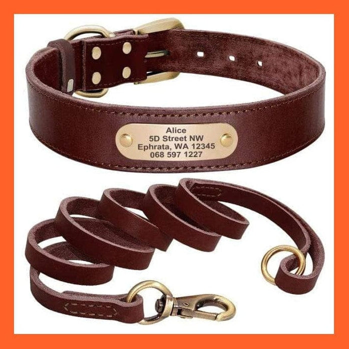 whatagift.com.au Animals & Pet Supplies Brown Set / XS Custom Leather Dog Collar | Personalized Engraved Pet Collar Leash Set