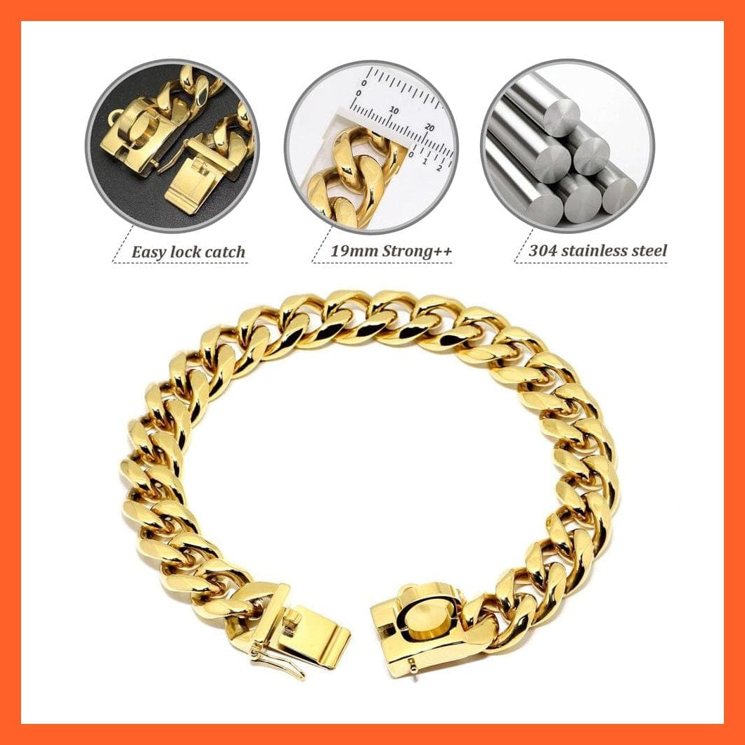 whatagift.com.au Animals & Pet Supplies Chain Collar Leash Pet Training Collar | Steel Metal Gold Dog Accessories