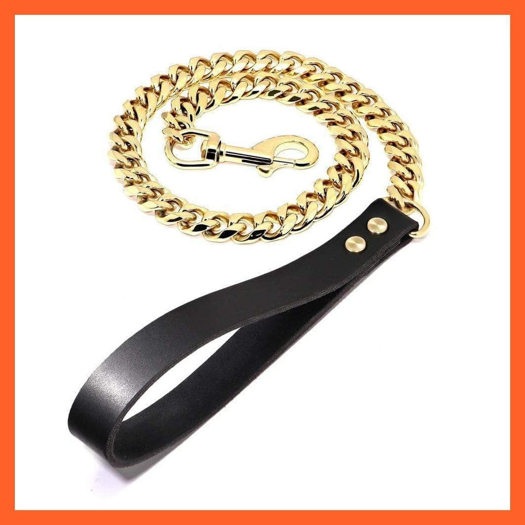 whatagift.com.au Animals & Pet Supplies Chain Collar Leash Pet Training Collar | Steel Metal Gold Dog Accessories
