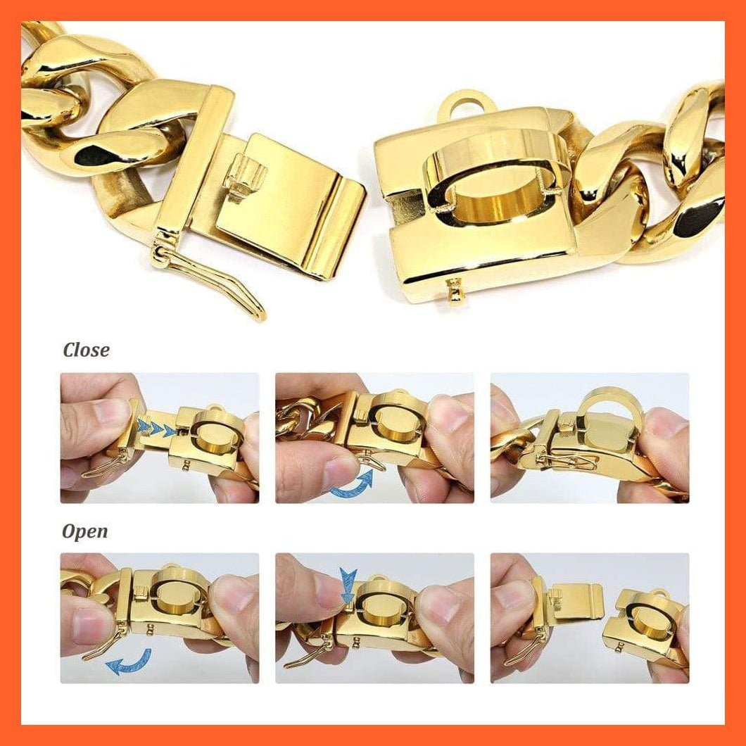 whatagift.com.au Animals & Pet Supplies Chain Collar Leash Pet Training Collar | Steel Metal Gold Dog Accessories