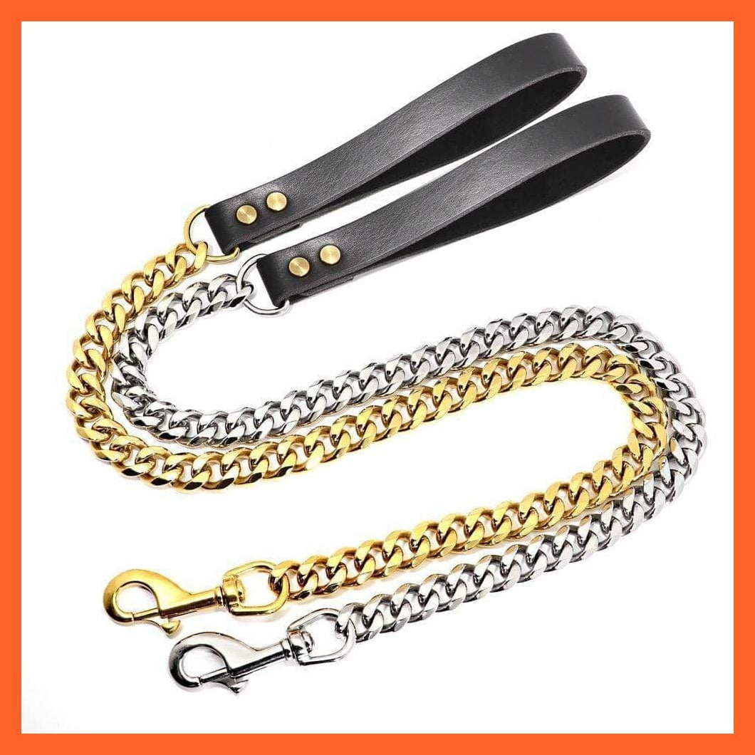 whatagift.com.au Animals & Pet Supplies Chain Collar Leash Pet Training Collar | Steel Metal Gold Dog Accessories