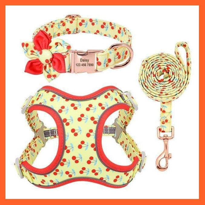 whatagift.com.au Animals & Pet Supplies Cherry / S Custom Printed Dog Collar Leash Set | Personalized Pet Dog  Walking Leash
