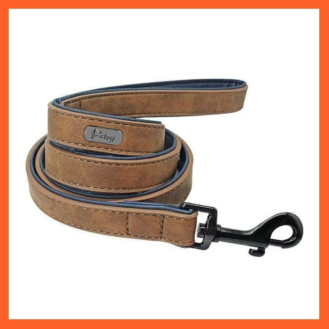 whatagift.com.au Animals & Pet Supplies Coffee Leash / S Personalized Leather Custom Dog Collars | Pet Name Tag Collar Leash Lead