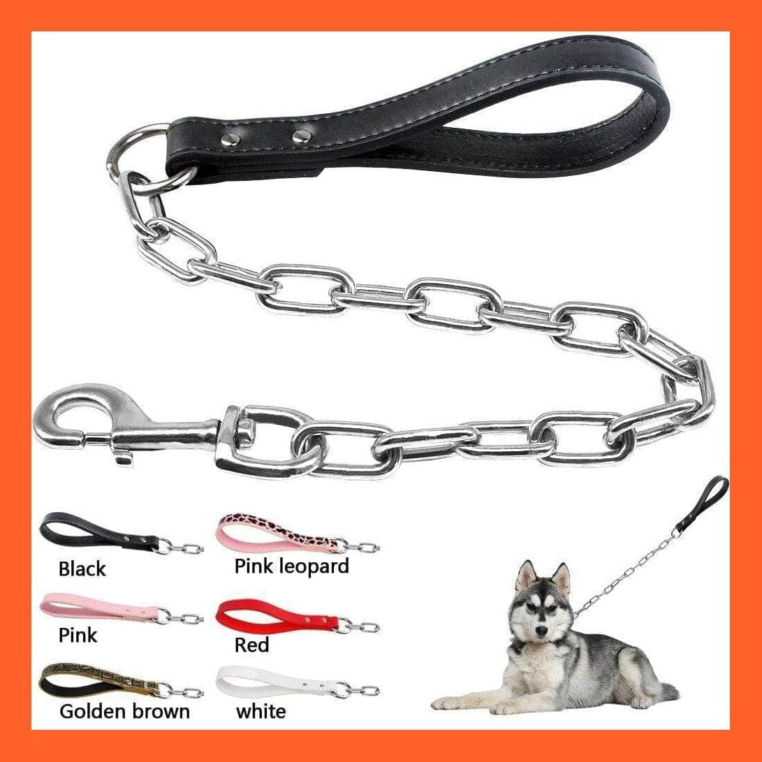 whatagift.com.au Animals & Pet Supplies Copy of Durable Dog Chain Leash | Walking Lead Rope Collar Harness With Leather Handle