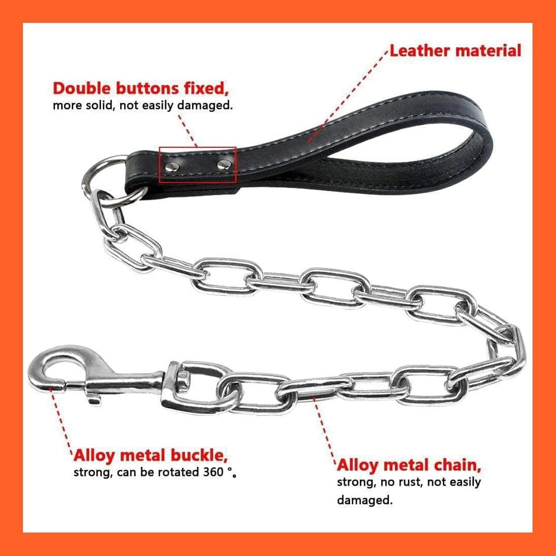 whatagift.com.au Animals & Pet Supplies Copy of Durable Dog Chain Leash | Walking Lead Rope Collar Harness With Leather Handle