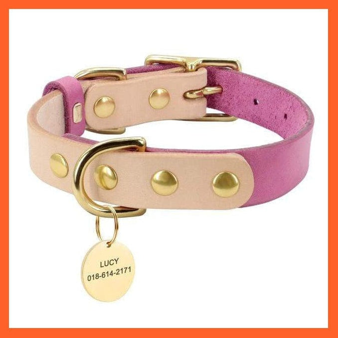 whatagift.com.au Animals & Pet Supplies Custom Dog Cat Collar Personalized Leather Collar | Pet Dog Collar Engraved Id Tags For Small Medium Dogs