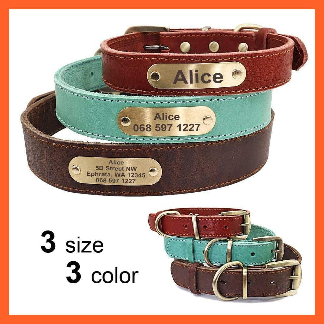 whatagift.com.au Animals & Pet Supplies Custom Leather Dog Collar Leash Set | Personalized Pet Collar Leash Free Engraved Nameplate | For Small Medium Large Dogs