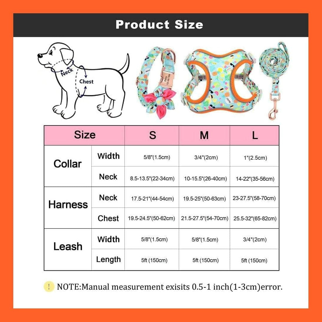 whatagift.com.au Animals & Pet Supplies Custom Printed Dog Collar Leash Set | Personalized Pet Dog  Walking Leash