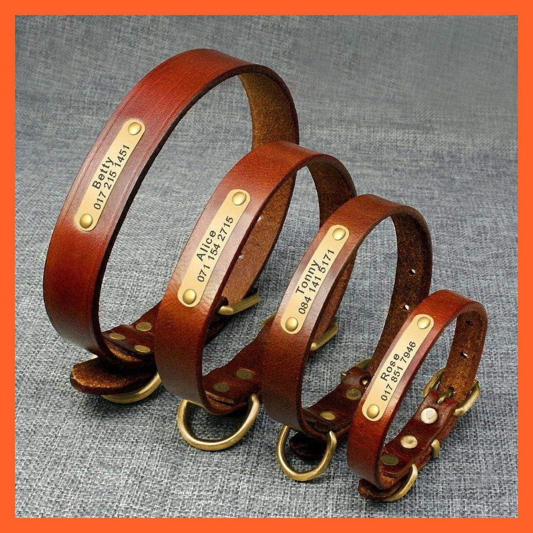 whatagift.com.au Animals & Pet Supplies Customized Leather Dog Collar | Engraved Pet Id Tag Collars