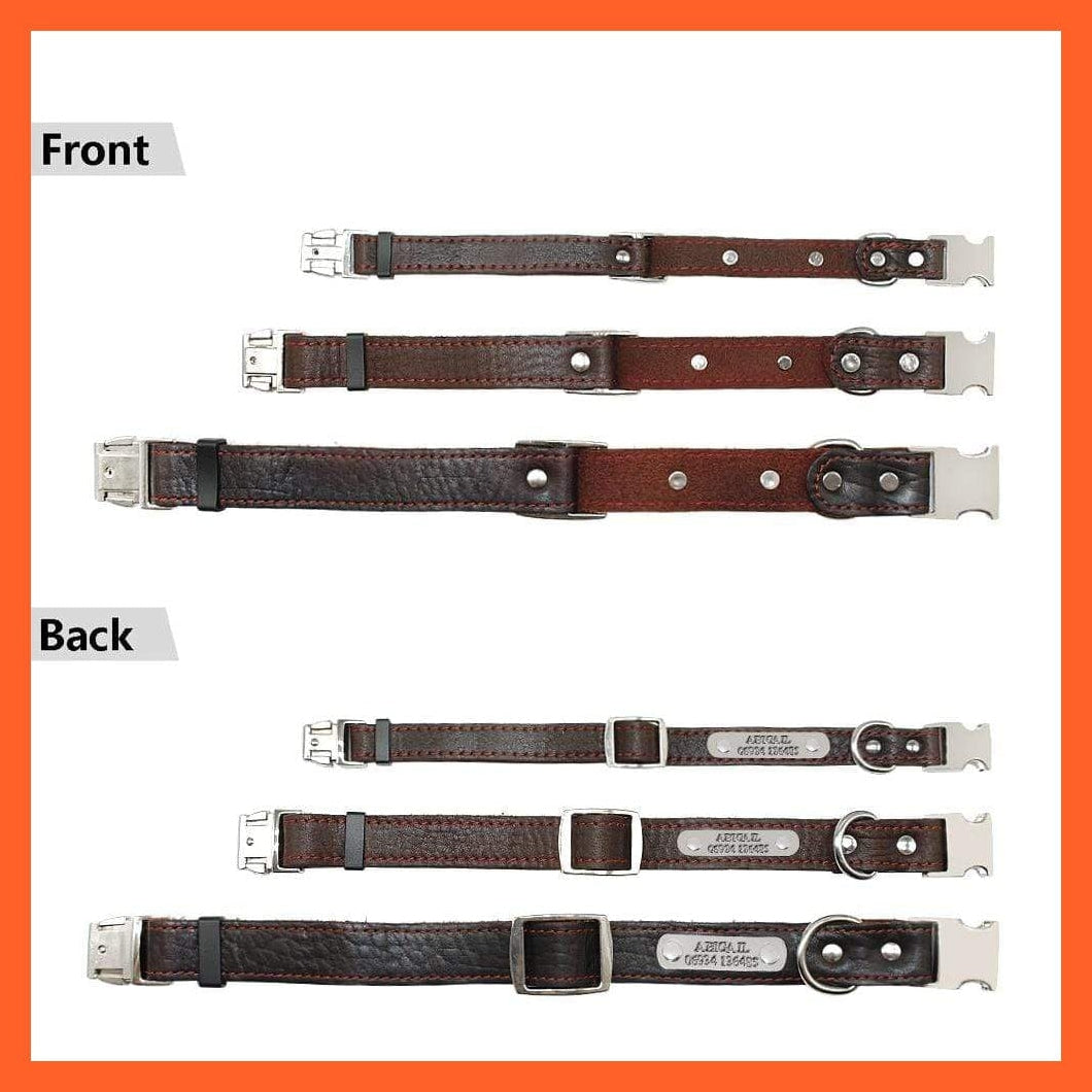 whatagift.com.au Animals & Pet Supplies Customized Leather Dog Collar | Engraved Pet Id Tag Collars