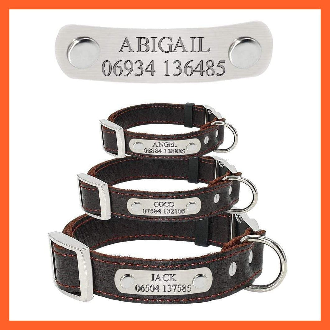whatagift.com.au Animals & Pet Supplies Customized Leather Dog Collar | Engraved Pet Id Tag Collars