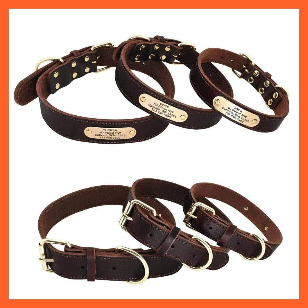 whatagift.com.au Animals & Pet Supplies Customized Leather Dog Collar | Engraved Pet Id Tag Collars