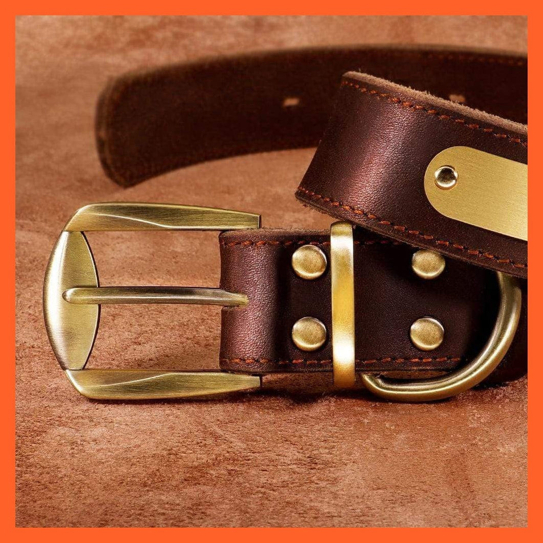 whatagift.com.au Animals & Pet Supplies Customized Leather Dog Collar | Engraved Pet Id Tag Collars