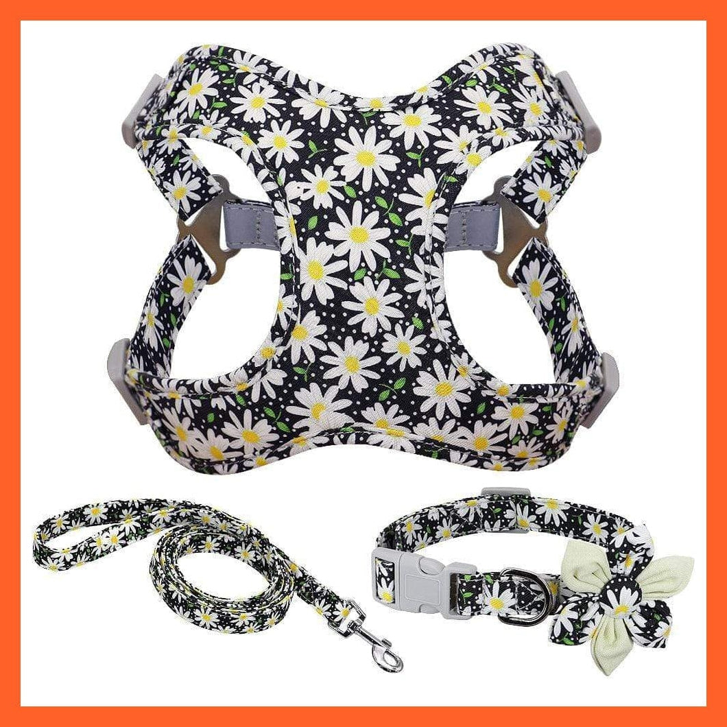 whatagift.com.au Animals & Pet Supplies French Bulldog Harness Leash And Collar Set | Printed Dog Harness Vest Leash Collar Set