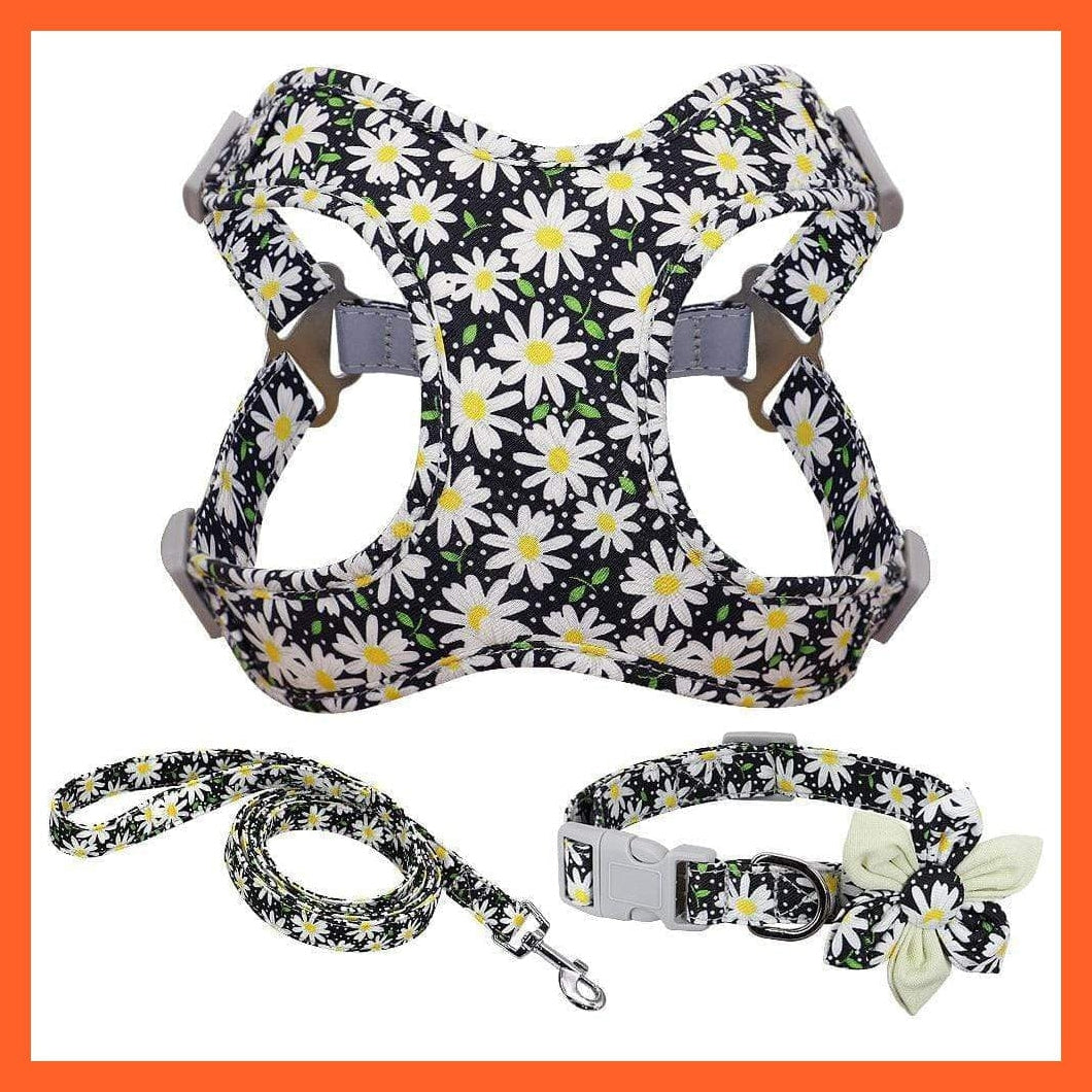 whatagift.com.au Animals & Pet Supplies French Bulldog Harness Leash And Collar Set | Printed Dog Harness Vest Leash Collar Set | For Small Medium Large Dogs