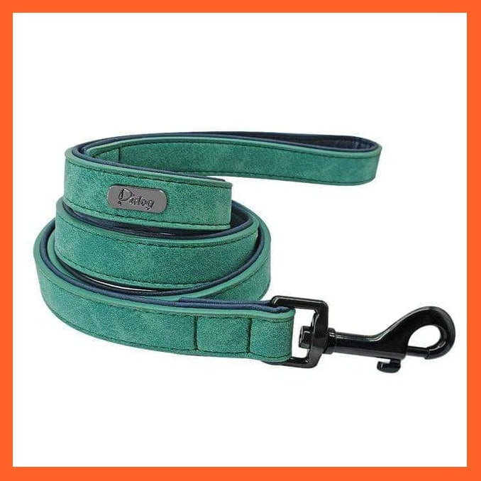 whatagift.com.au Animals & Pet Supplies Green Leash / S Personalized Leather Custom Dog Collars | Pet Name Tag Collar Leash Lead